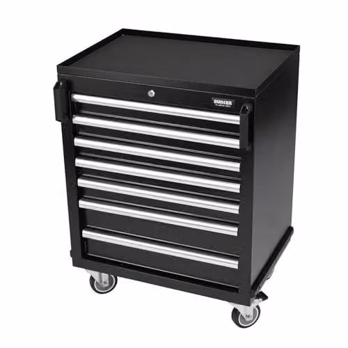 Draper Bunker 29779 Modular Mobile Cabinet in Black with 7 Lockable Drawers, W/D/H: 64.6 x 45.8 x 86.2 cm