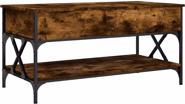 Berkfield Home Smoked Oak Coffee Table in Brown with Lift Mechanism, W/D/H: 100 x 50 x 50 cm – 1