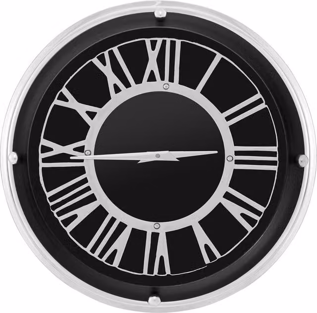 COSTWAY Modern Black Geometric Round Wall Clock with Silent Quartz Movement, Diameter: 35 cm