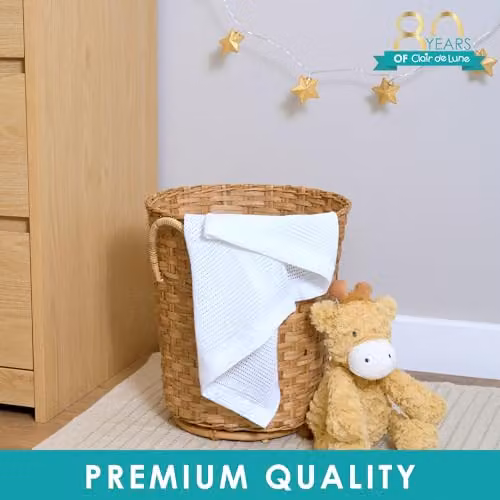 Clair de Lune White Soft Cotton Cellular Baby Cot Blanket W/D/H: 100 x 150 cm – 2