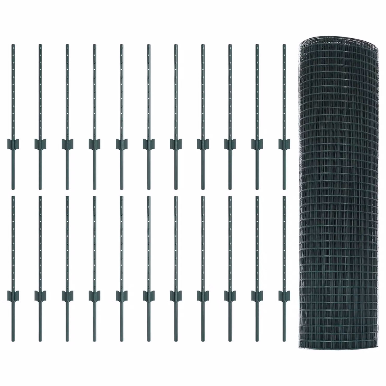 Berkfield Home Green Steel Welded Wire Fence with 22 U-Profile Posts, W: 50 m, H: 0.5 m – 2