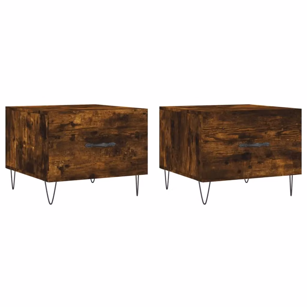 Berkfield Home Set of 2 Smoked Oak Coffee Tables in Brown, W/D/H: 50 x 50 x 40 cm – 2