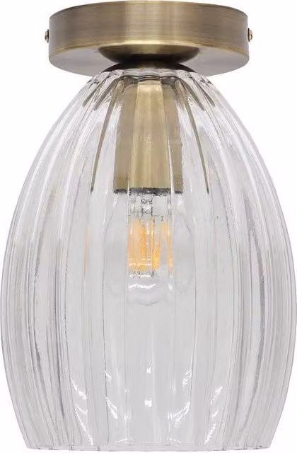 First Choice Lighting Birch Clear Glass and Antique Brass Ceiling Light Fitting