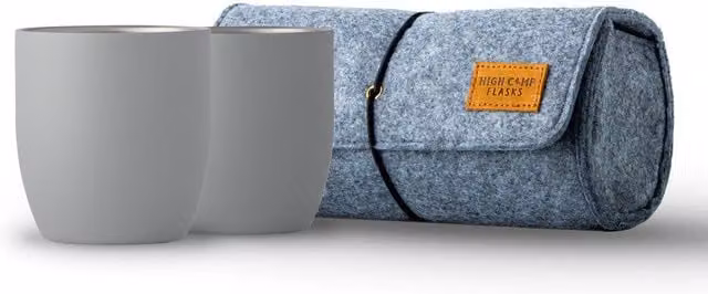 High Camp Flasks Parkside Stainless Steel Wine Tumbler 2-Pack with Soft Case in Grey