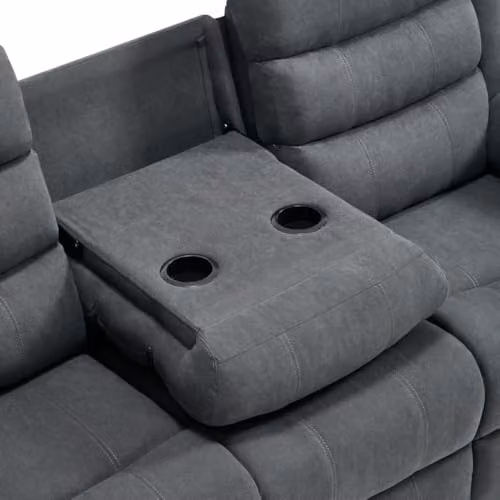 More4Homes Boston Grey Fabric Manual Recliner Sofa Set (3+2+1) – 3
