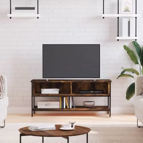 vidaXL Industrial TV Cabinet in Smoked Oak and Metal, Brown, W: 100 cm, D: 35 cm, H: 45 cm – 2