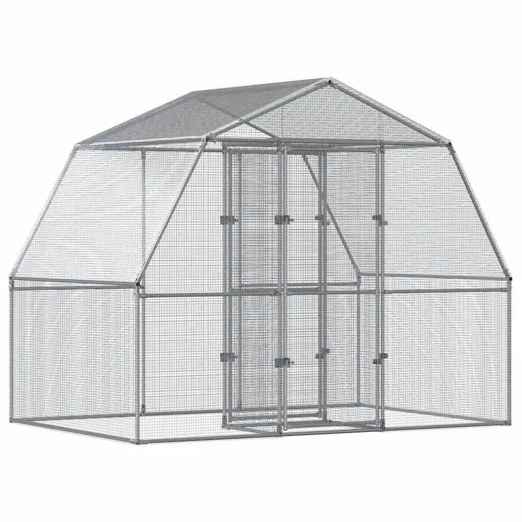 Berkfield Home Bird Cage with Door in Silver Galvanised Steel – 2