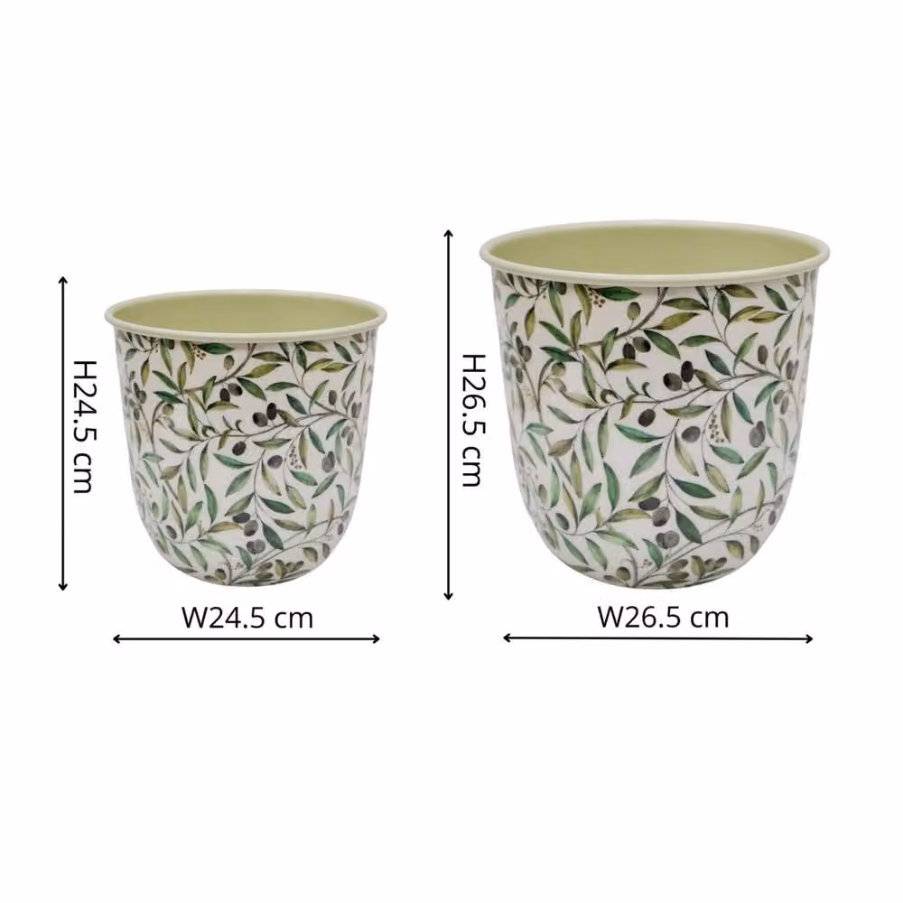 Ivyline Maisie Vintage Olive Green Metal Planter Set of 2 – 2