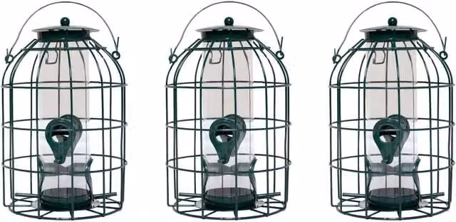 Samuel ALEXANDER Pack of 3 Metal Wild Bird Seed Feeder Cages with Squirrel Proof Guard