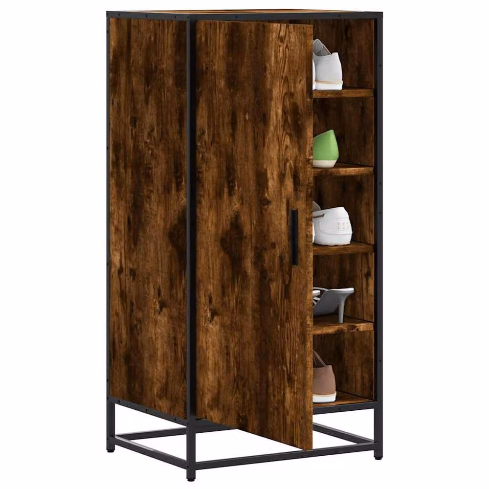 Berkfield Home Smoked Oak Shoe Rack in Brown, W/D/H: 48 x 38 x 97.5 cm – 2