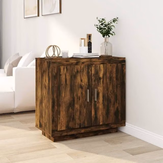 Berkfield Home Smoked Oak Sideboard in Brown, W/D/H: 80 x 40 x 75 cm – 1