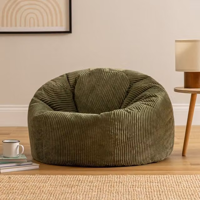 ICON Classic Cord Bean Bag with Removable Cover in Green