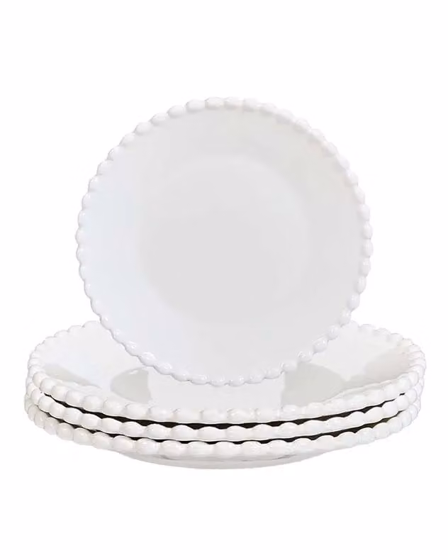 Dibor Set of 4 Luxury Auvergne Beaded White Christmas Dinner Side Plates, Diameter: 20 cm – 2