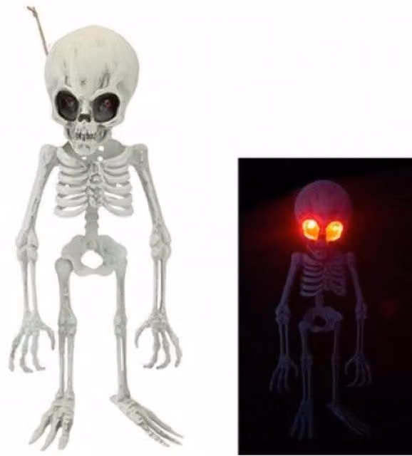 KDMD 2 Pack White Alien Hanging Skeleton Pendants with LED Eyes – 1