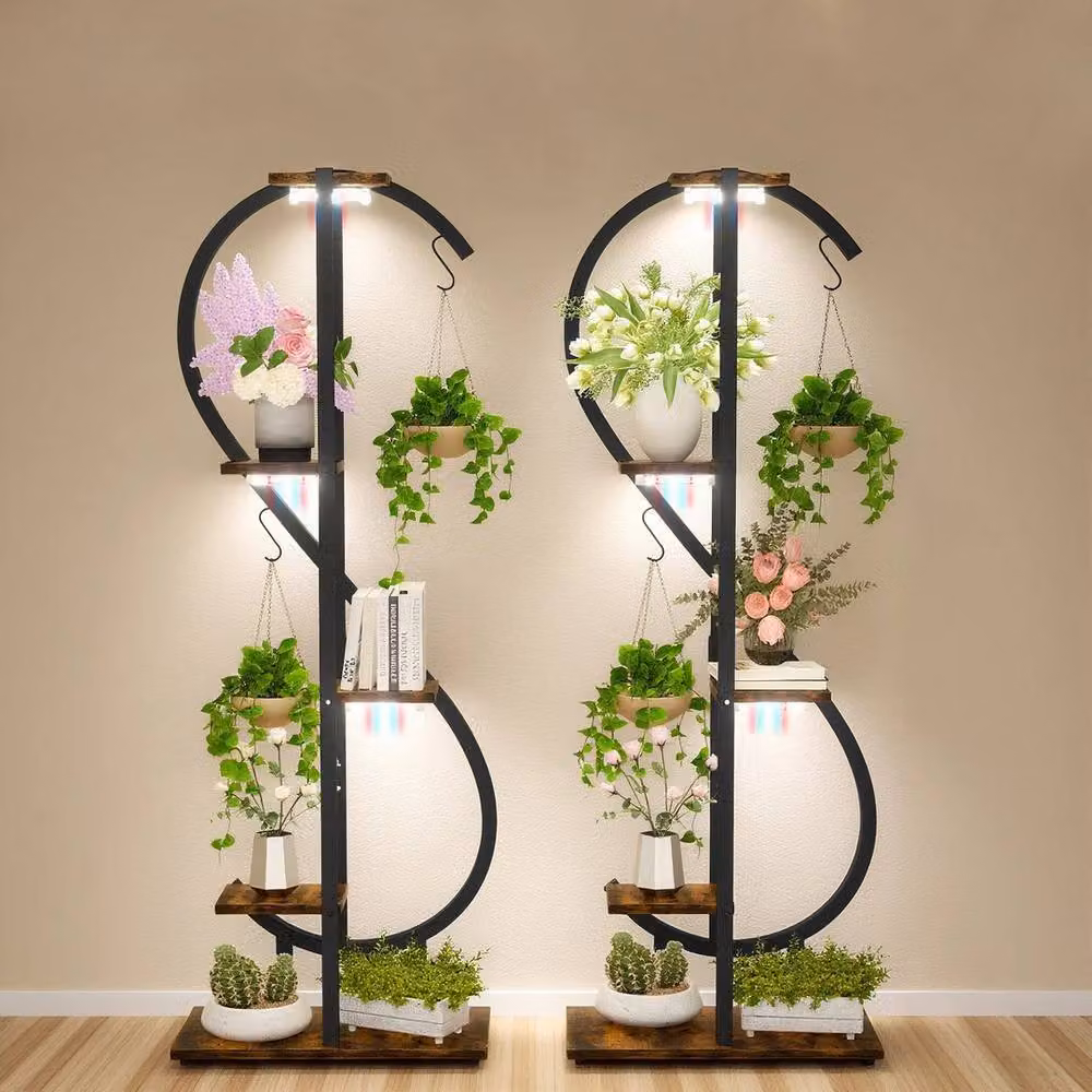 KORVIXA 5 Tiered Black Metal Indoor Corner Plant Stand – 2