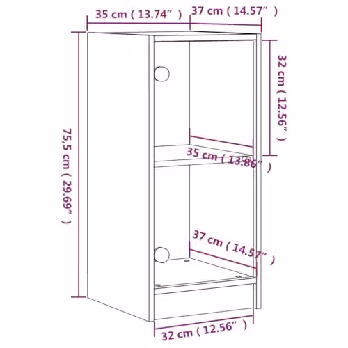 vidaXL Modern Side Cabinet with Glass Doors in Grey Sonoma for Hallway or Living Room – 2