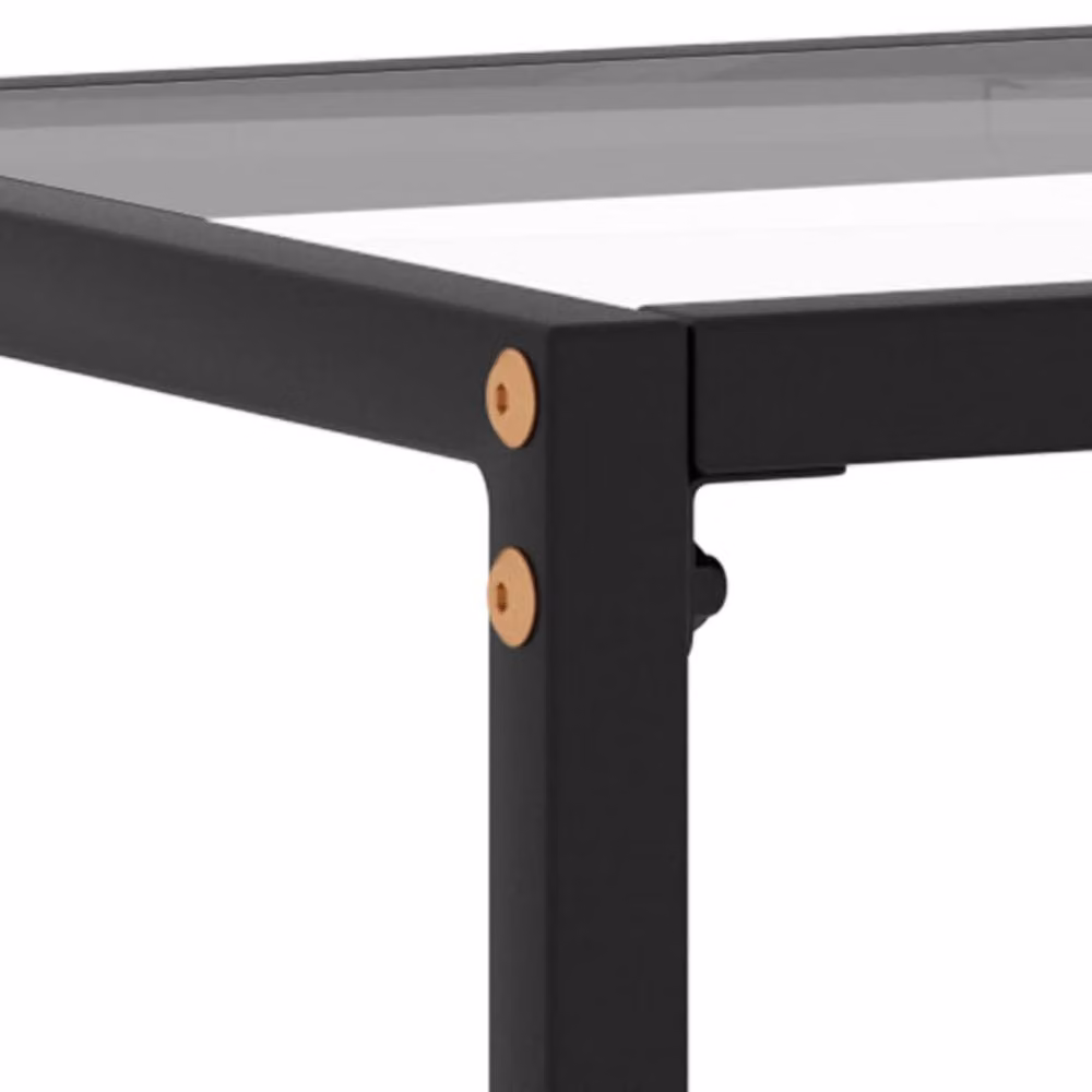 Berkfield Home Modern Console Table in Clear Tempered Glass and Black Metal, W/D/H: 100 x 35 x 75 cm – 3