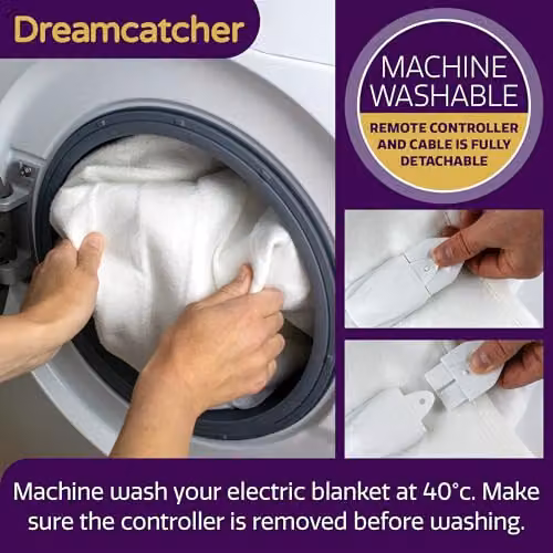 Dreamcatcher Luxury Polyester Fully Fitted Electric Under Blanket in White, Super King – 5