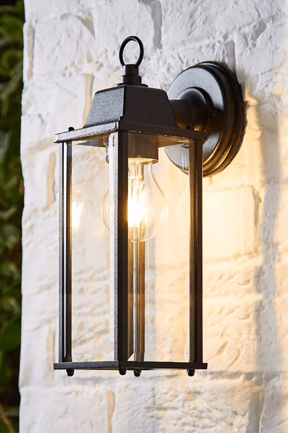 Living and Home Black Metal Outdoor Waterproof E27 Wall Lantern with Transparent Glass – 2