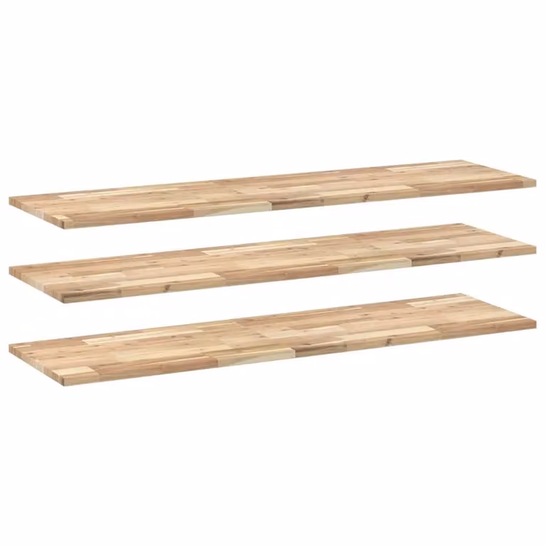 Berkfield Home Set of 3 Floating Shelves in Brown Untreated Solid Acacia Wood, W/D/H: 160 x 40 x 2 cm