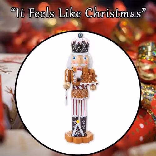 VFM e-Store Wooden Gingerbread Nutcracker Christmas Decoration, Brown and Multicolour, H 39 cm x W 11.2 cm x D 9.15 cm – 7