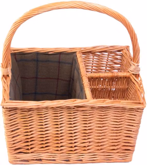 Red Wicker Picnic Basket with Lining and 2 Bottle Capacity in Brown