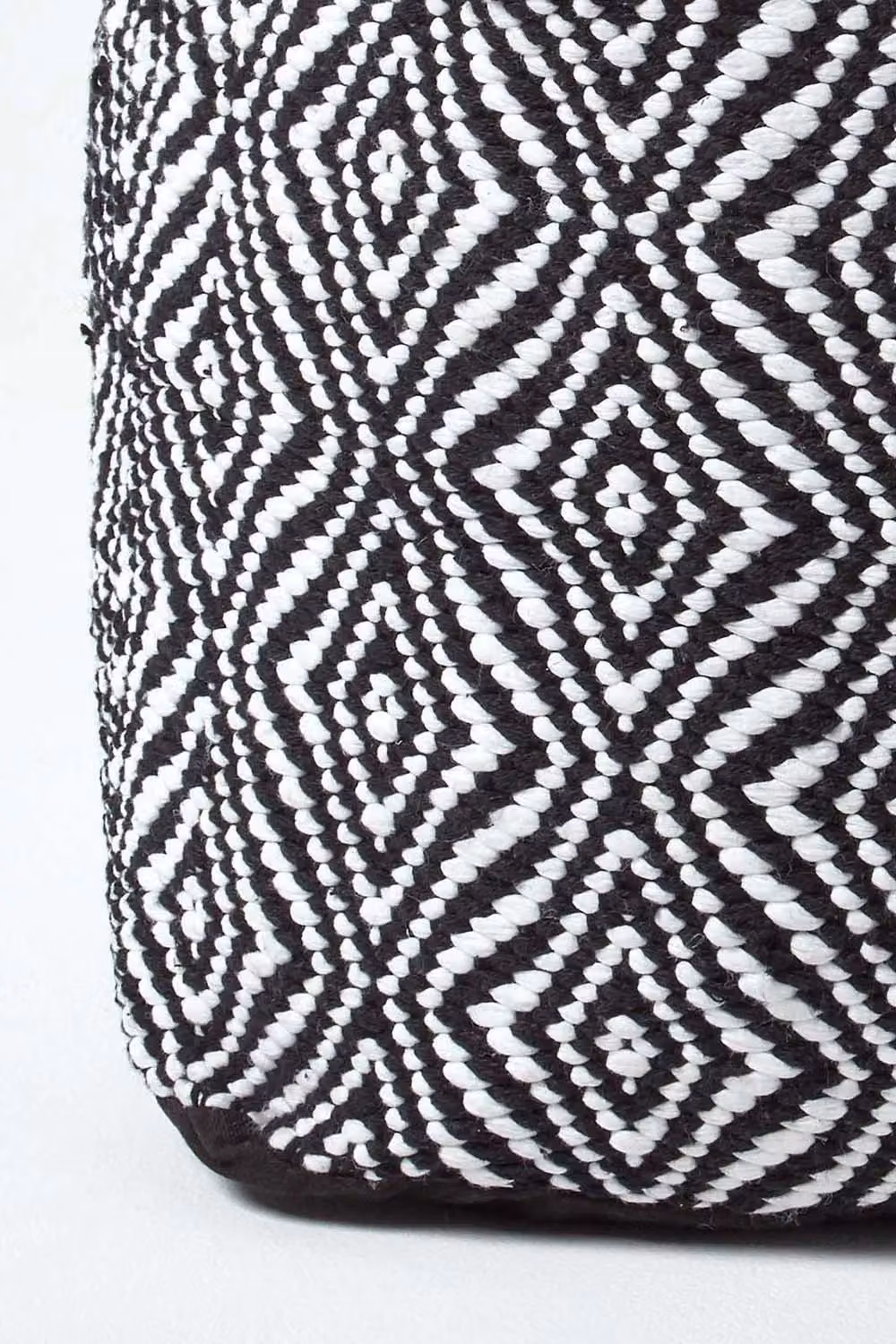 Homescapes Trance Diamond Pattern Square Bean Filled Pouffe, Black, W/D/H: 40 x 40 x 40 cm – 2