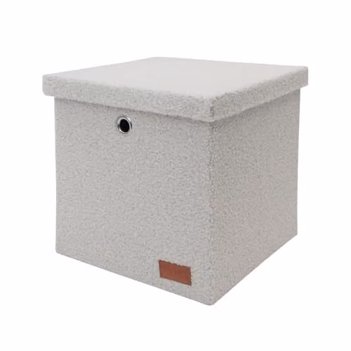 JVL Shiro Foldable Fabric Storage Box with Lid, White, W/D/H: 30.0 x 28.0 x 30.0 cm