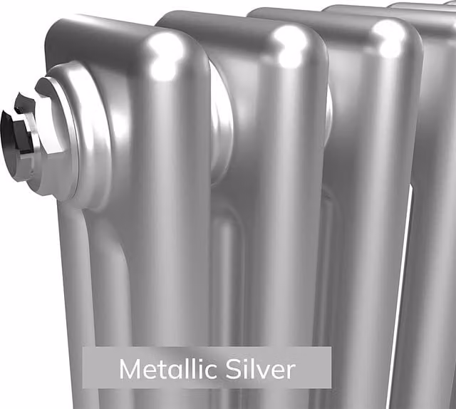 Lux Heat Horizontal 3 Column Steel Radiator in Metallic Silver, H: 60 cm, W: 101 cm