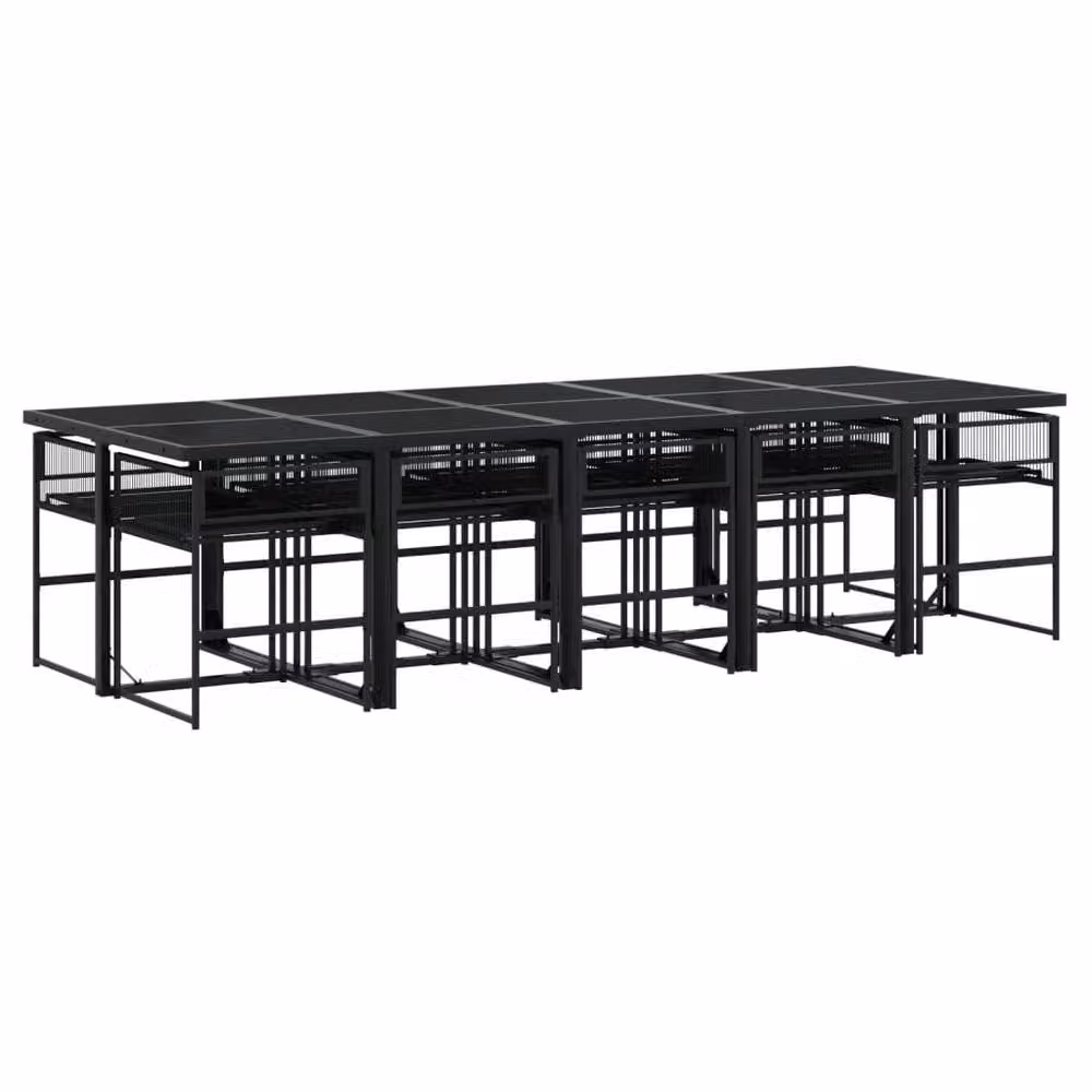 Berkfield Home 11 Piece Modern Black Poly Rattan Garden Dining Set – 3
