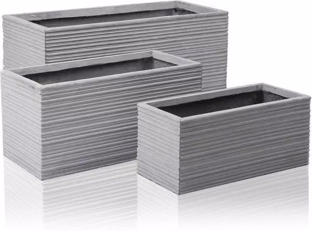 Primrose Berniss Trough Mixed Set of 3 Grey Fibrecotta Planters – 1