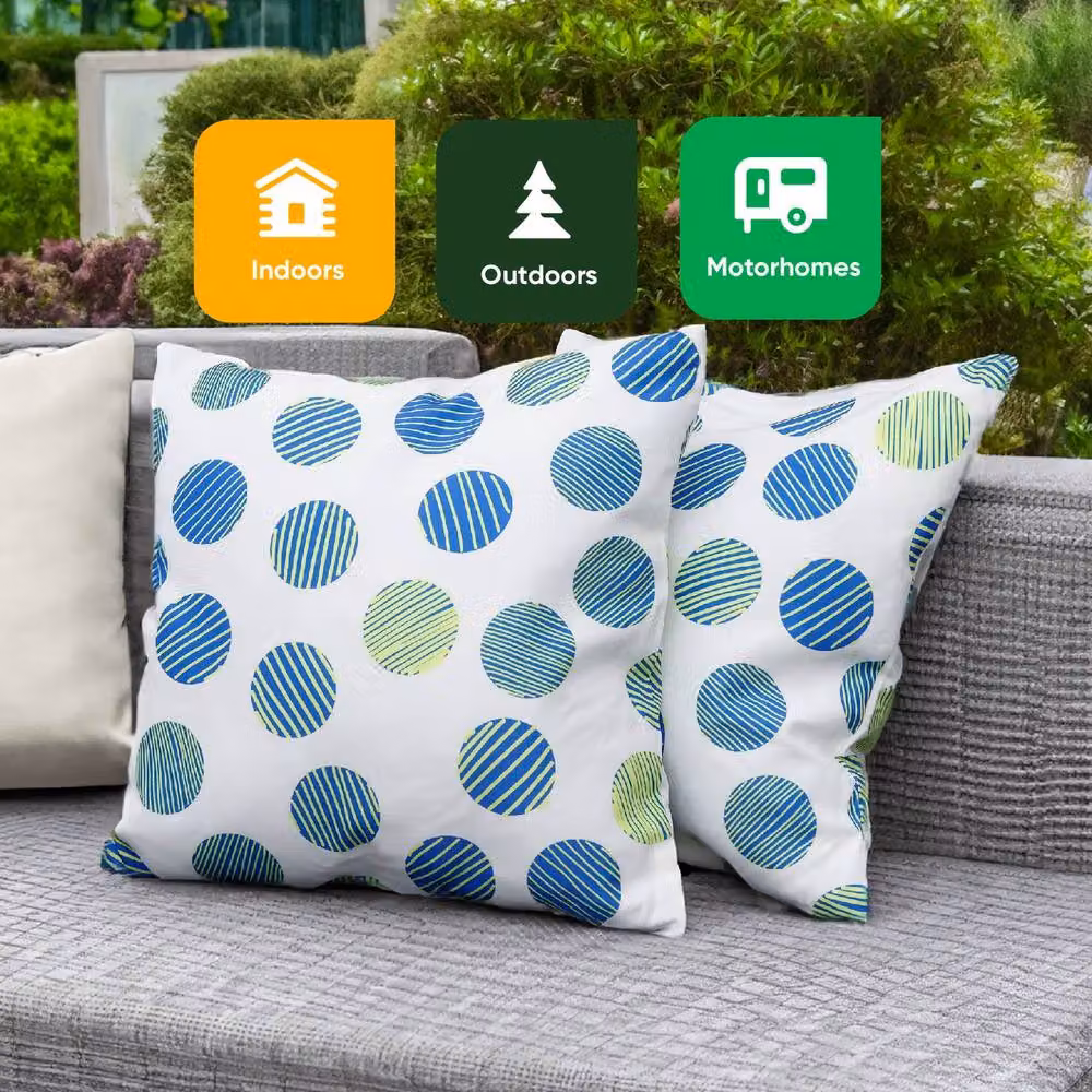 Gardenwize Pack of 2 Polka Dot Outdoor Scatter Cushions in Multicolour and White – 5