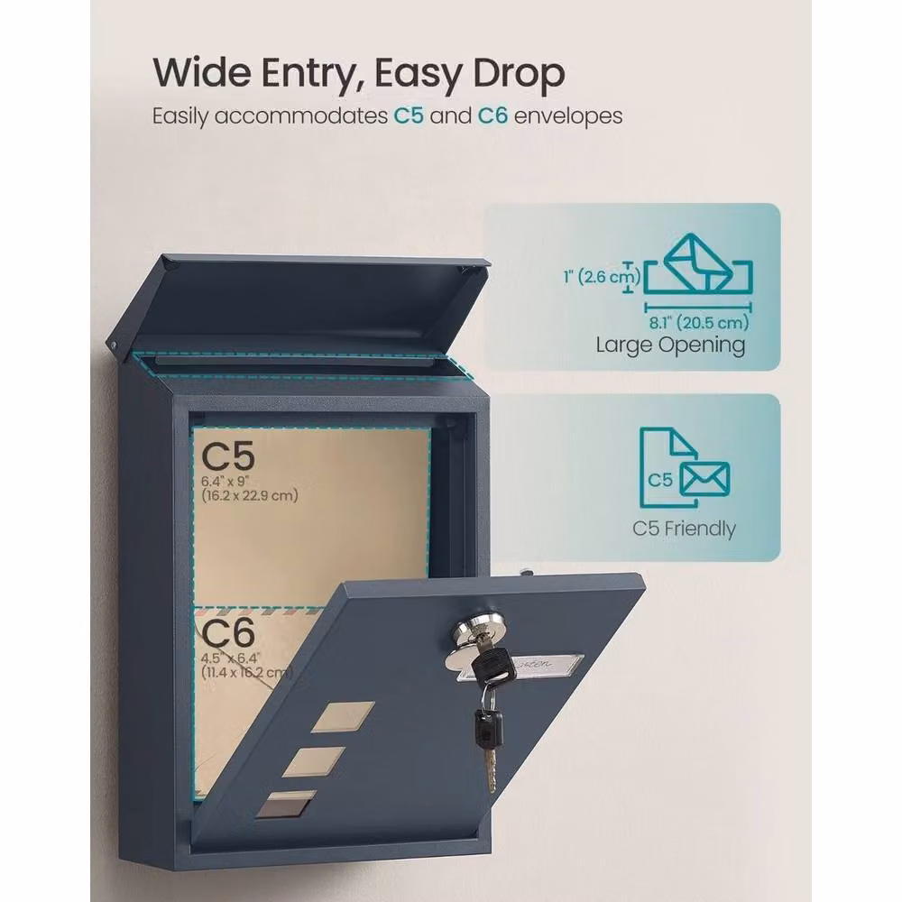 Kelvenix Grey Steel Wall Mounted Letterbox – 4