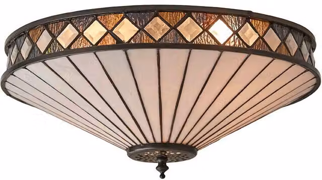 Loops Dark Bronze Flush Ceiling Light with Diamond Detailing, W/D/H: 41.5 x 41.5 x 17.0 cm – 1