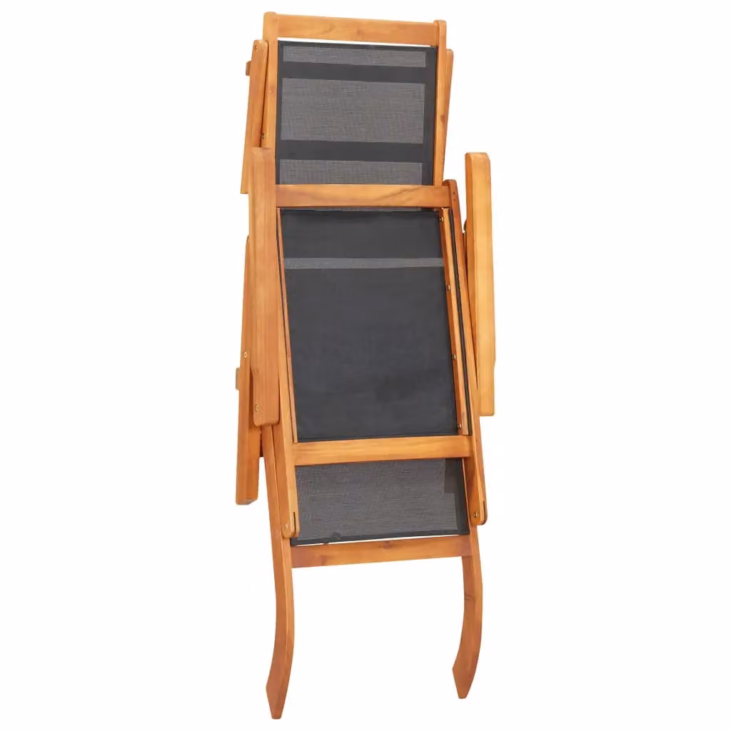 Berkfield Home Outdoor Deck Chair in Brown Acacia Wood and Textilene with Adjustable Headrest and Armrests – 2