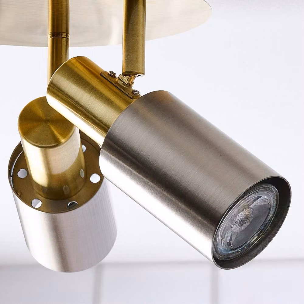 Pagazzi Hayes 3-Light Adjustable Spotlight Plate in Grey and Gold/Brass Metal for Ceiling Mounting – 3