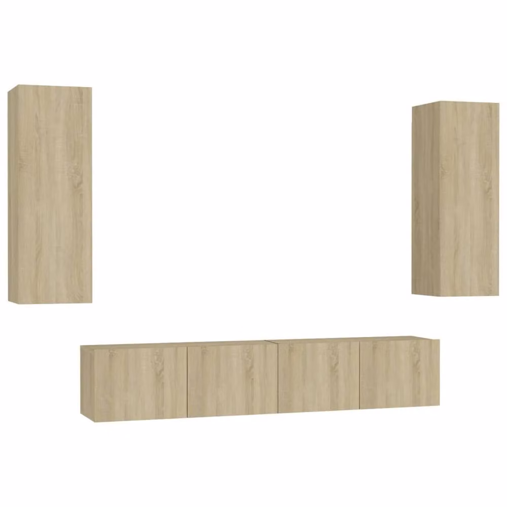 Berkfield Home 4 Piece TV Cabinet Set in Sonoma Oak Light Oak Finish – 3
