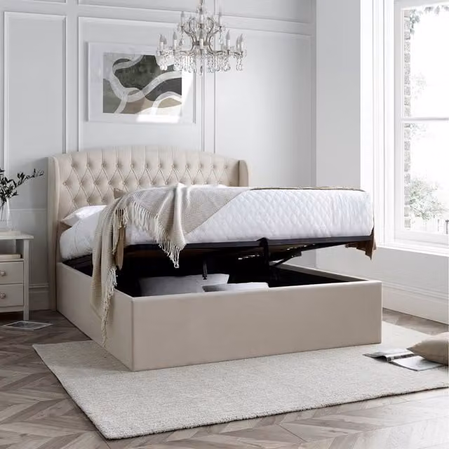 Warwick Upholstered Velvet Ottoman Bed with Lift Up Base, W: 180 cm, D: 200 cm