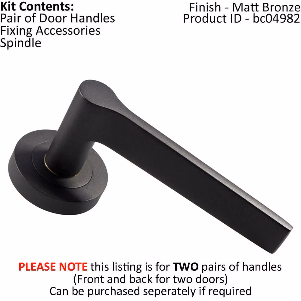 Loops 2x Pair Straight Rounded Handles on Round Rose with Concealed Fixings in Matt Bronze – 2