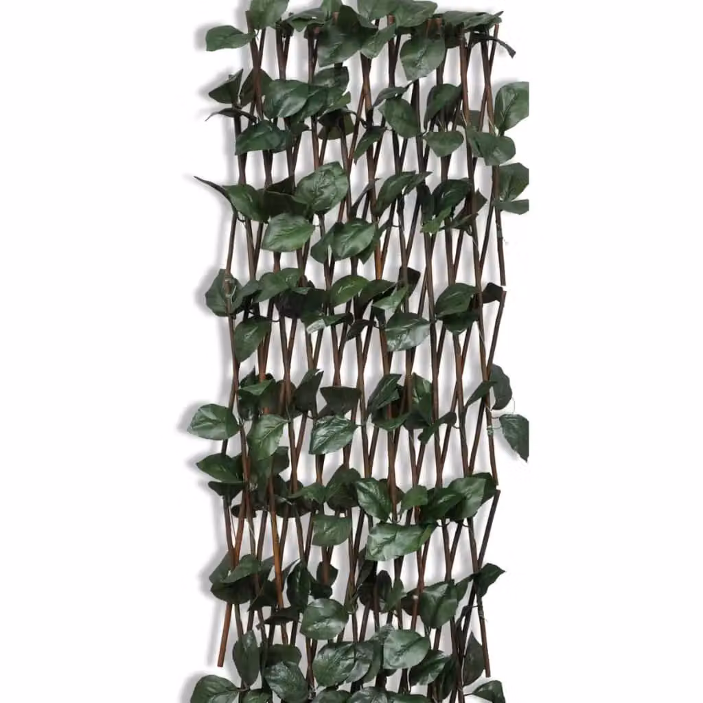Berkfield Home Willow Trellis Fence with Artificial Leaves, 5 Pieces, Brown, H 180 cm x W 90 cm – 3