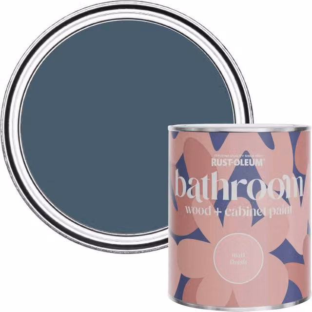 Rust-Oleum Moisture Resistant Bathroom Wood and Cabinet Paint in Matt Finish, Blue, 0.75 l – 1