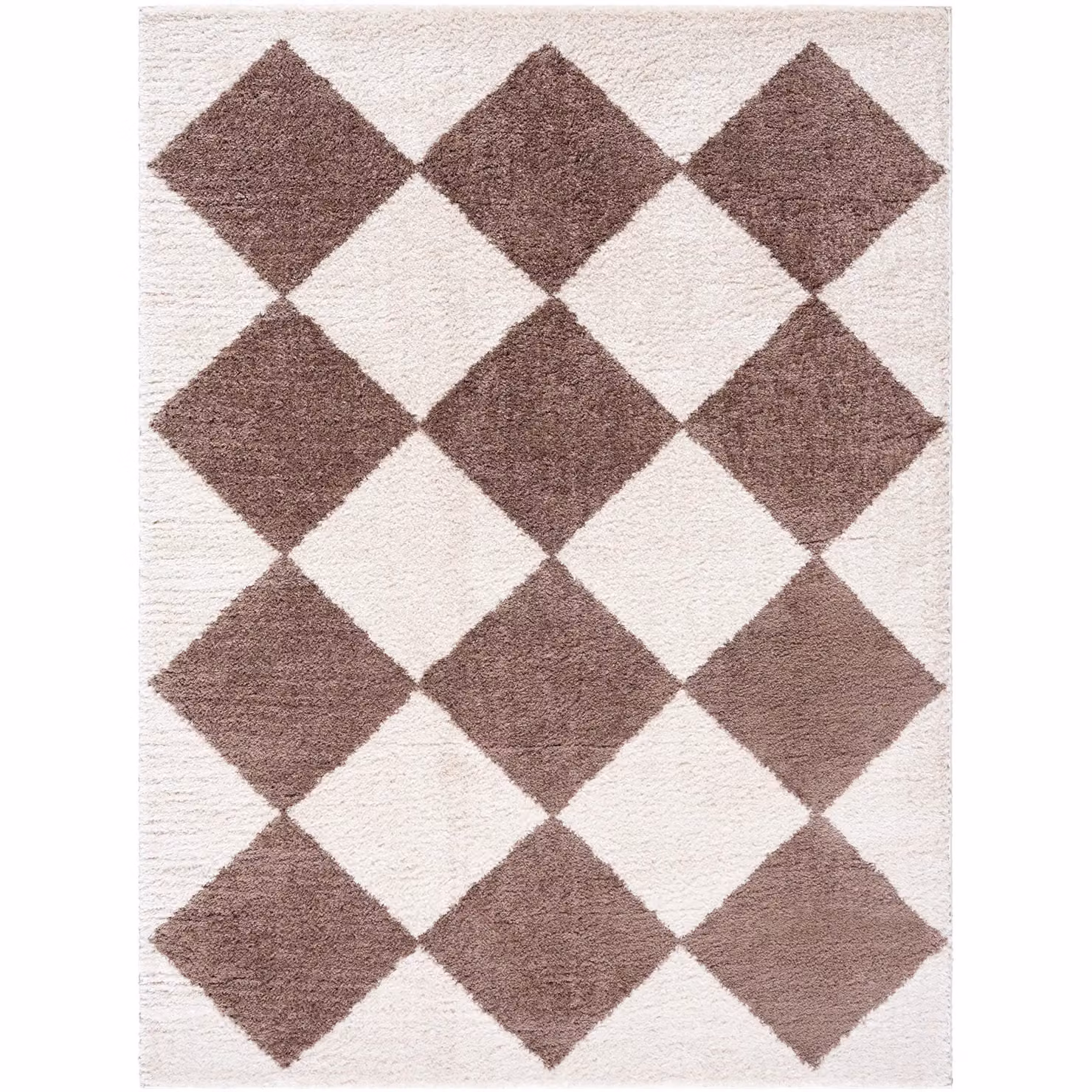 Livabliss Fossay Shag Washable High Pile Diamond Rug in Dark Brown, W: 160 cm, L: 215 cm – 2