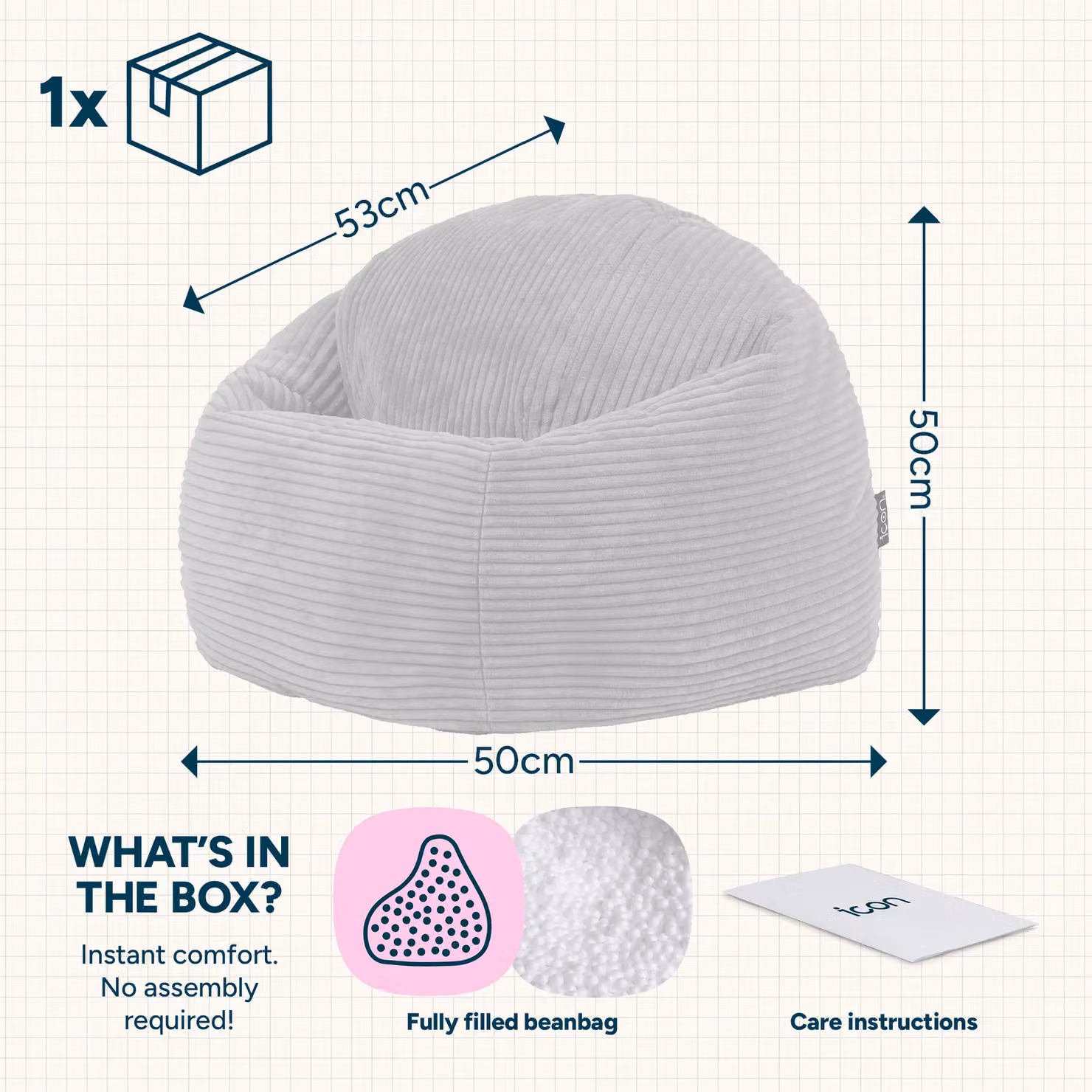 icon Kids High Rest Beanbag in Dusty Pink Corduroy with Removable Cover – 2