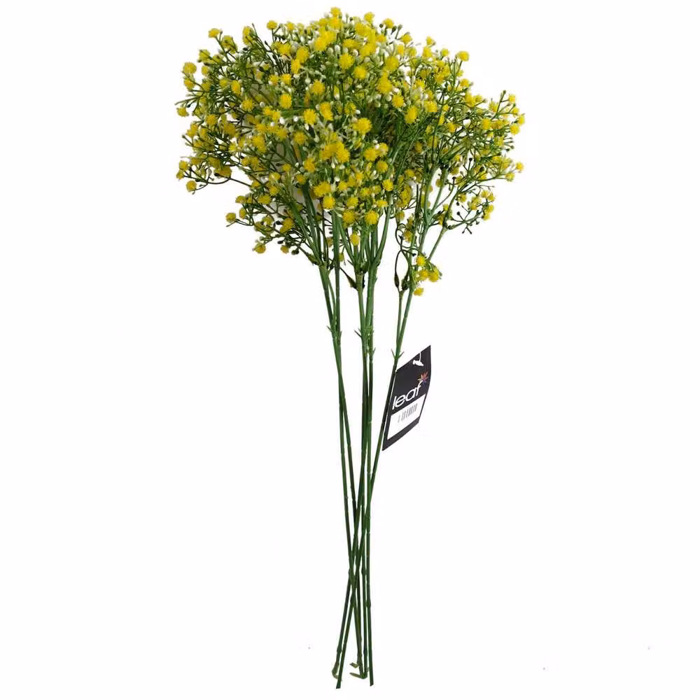 Leaf Premium Yellow Artificial Gypsophila Floral Stems, Pack of 6, Height: 55 cm – 2