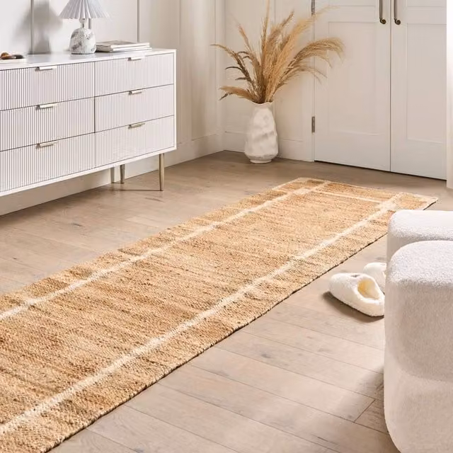 Wyld and Coco Jute and Cotton Woven Runner Rug in Beige, W/L: 80 x 300 cm – 1