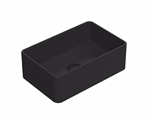 nuie NBV479 Luxe Rectangular Ceramic Countertop Vessel Basin in Matt Black, W: 36.5 cm, D: 12.0 cm, H: 23.5 cm – 1