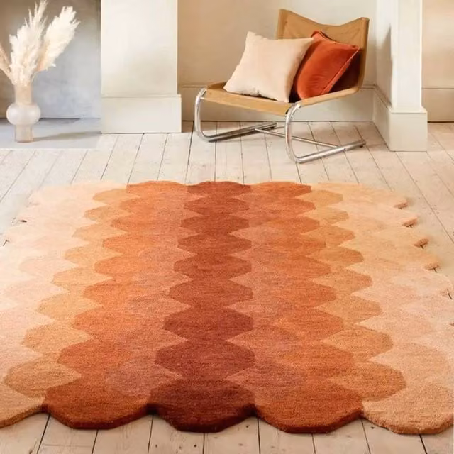 The Rug Shop UK Orange Handmade Wool Modern Abstract Area Rug, W: 200 cm, D: 290 cm