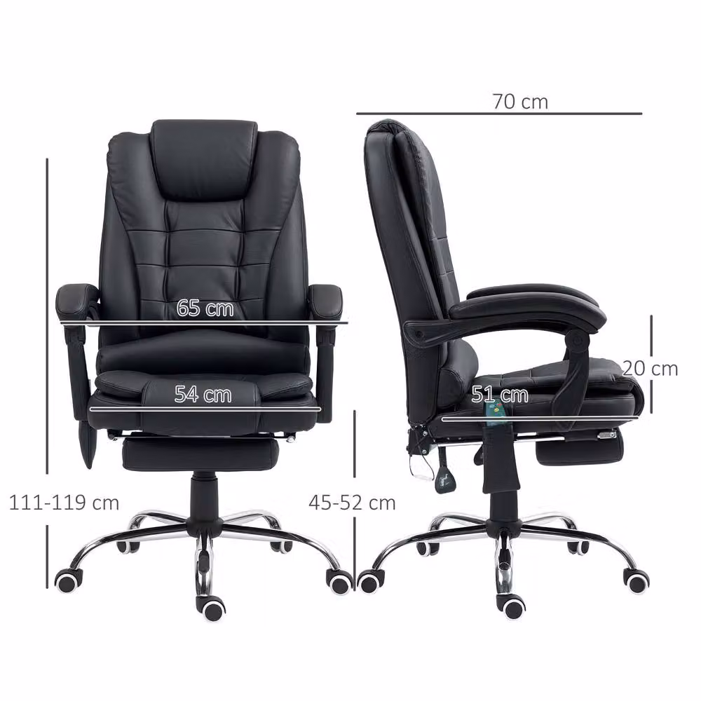 STILVORA Black Synthetic Leather Executive Office Chair with Footrest and Headrest – 3