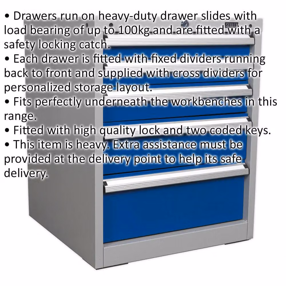 Loops Blue Industrial 5 Drawer Lockable Metal Cabinet – 2