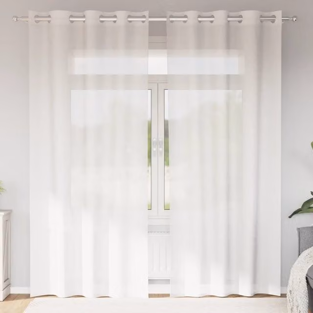 Berkfield Home White Voile Fabric Panel Curtains with Eyelets, 2 Pack, W: 140 cm, H: 225 cm